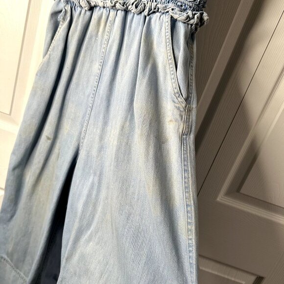 Sea New York Dakota Blue Cotton Smocked Wide Leg Crop Jumpsuit Women's Size 6 - Picture 6 of 14